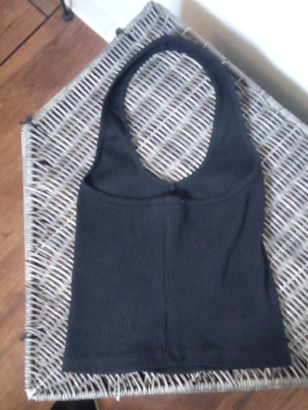 Tiger Mist Black Ribbed Halter Top, XS - Picture 2 of 3